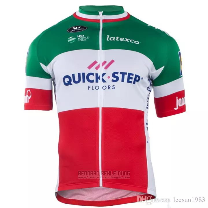 2018 2019 Fahrradbekleidung Quick Step Floors Champion Italien Trikot Kurzarm und Tragerhose - zum Schließen ins Bild klicken